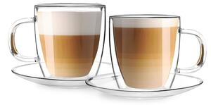 Set di 2 tazze in vetro a doppia parete con piattino , 250 ml Amo - Vialli Design