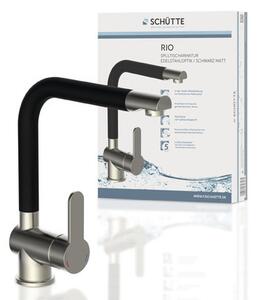 Miscelatore da cucina SCHÜTTE RIO, miscelatore da cucina con funzione di risparmio energetico, miscelatore da cucina girevole a 360°, acciaio inox/nero opaco