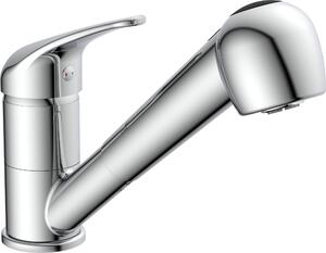 Rubinetto da cucina a bassa pressione SCHÜTTE ULTRA, cromo, con doccetta estraibile per stoviglie, rubinetto da cucina, rubinetto a bassa pressione
