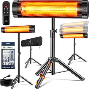 KESSER® riscaldatore radiante a infrarossi per patio 2500W con telecomando incl. copertura protettiva supporto telescopico regolabile in altezza fasciatoio riscaldatore radiante per patio riscaldatore al quarzo riscaldatore radiante a infrarossi