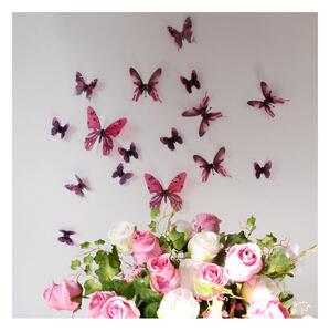 Set di 18 adesivi rosa 3D Farfalle - Ambiance
