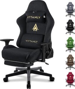 Sedia da gioco ergonomica, braccioli regolabili, schienale da 90° a 155°, nero