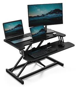 VonHaus Rialzo per Scrivania Sit-Stand, Nero, 80 x 40 cm, con Ripiano per Tastiera e Supporto per Tablet