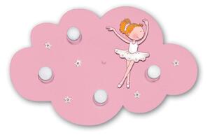 Plafoniera a nuvola Ballerina rosa 4 luci