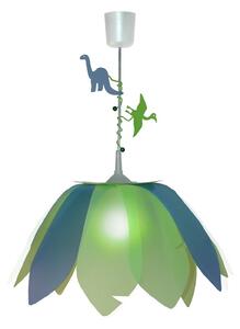 Lampada a sospensione Fiore dinosauri verde-blu