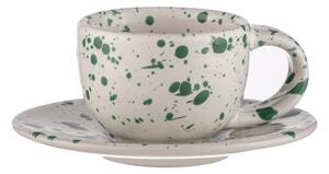 Tazze da espresso in gres bianco-verde in set da 2 100 ml Carnival - Ladelle