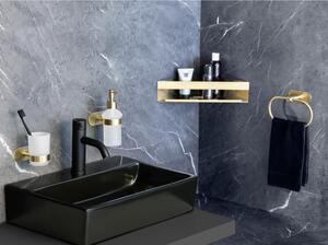 Mensola angolare autoportante per bagno in acciaio inox colore oro Genova Matt - Wenko
