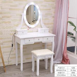 Comodino da trucco con specchio e cassetti, scrivania per il trucco, colore bianco, realizzato in pannello MDF/truciolato di alta qualità