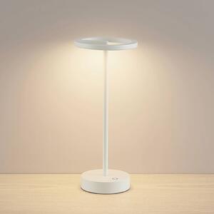 Lucande Lampada da tavolo ricaricabile a LED Halona, bianco, alluminio