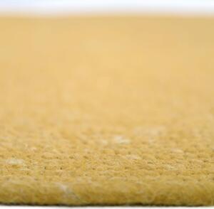 Tappeto in misto lana e cotone giallo senape, fatto a mano, ø 110 cm Neethu - Nattiot