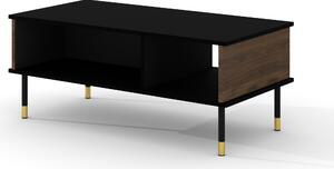 Tavolino SHERWOOD 110x55 cm NERO OPACO / ROVERE CATANIA fronti fresati MDF tavolino su gambe tavolino per il soggiorno