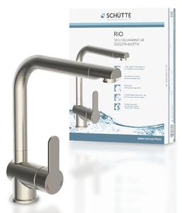 Rubinetto da cucina SCHÜTTE RIO, rubinetto da cucina con funzione di risparmio energetico, rubinetto da cucina girevole a 360°, finitura in acciaio inox