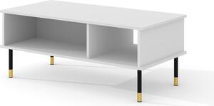 Tavolino SHERWOOD 110x55 cm BIANCO OPACO fronti fresati MDF tavolino da salotto tavolino su gambe tavolo per il soggiorno