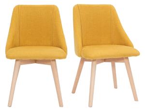 Sedie in tessuto effetto velluto testurizzato giallo senape e legno massello (set di 2) HIGGINS