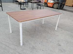 Tavolo da pranzo, tavolo da cucina, design moderno, piano stabile, colore bianco, realizzato in materiale composito di legno (MDF/pannello truciolare), struttura in metallo robusta