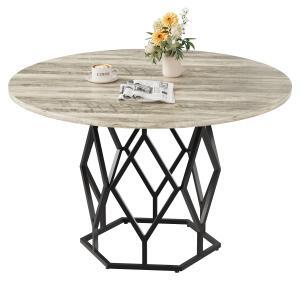 Tavolo da pranzo, tavolo da cucina, design moderno, piano stabile, colore grigio, realizzato in materiale composito di legno (MDF/pannello truciolare), struttura in metallo robusta