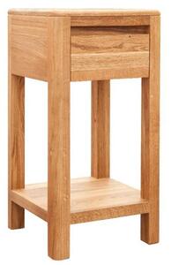 Tavolino alto con cassetto in legno massello naturale oliato
