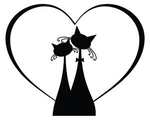 Adesivo nero per interruttore Cat Couple Cat Couple and Heart - Ambiance
