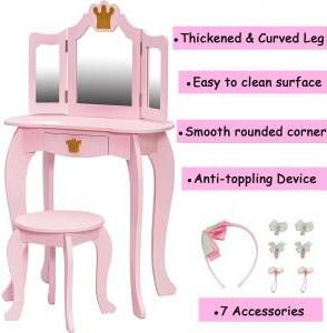 Scrivania per computer, supporto per laptop, struttura metallica stabile, colore rosa, realizzata con pannello MDF/truciolato di alta qualità