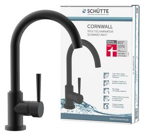 Miscelatore da cucina SCHÜTTE CORNWALL, miscelatore da cucina con funzione di risparmio energetico, miscelatore monocomando bocca girevole a 360°, nero opaco