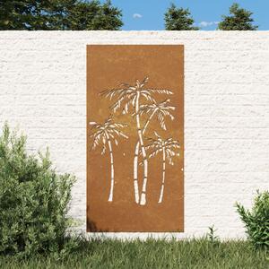 Decorazione Muro da Giardino 105x55 cm Palma in Acciaio Corten