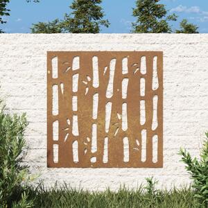 Decorazione Muro da Giardino 55x55 cm Bambù in Acciaio Corten