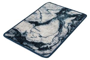 Tappeto da bagno blu e bianco con motivo in marmo Marmo, 60 x 40 cm - Foutastic