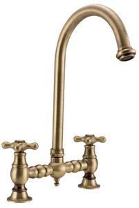 PB Rubinetto da cucina in stile retrò, finitura bronzo, bocca rotonda con manopole a stella PBN.BRO.R.ST
