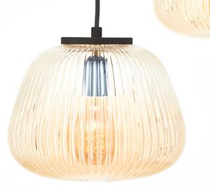 Brilliant Lampada a sospensione Kaizen, lunghezza 105 cm, ambra, a 3 luci, vetro