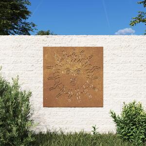 Decorazione Muro da Giardino 55x55 cm Sole in Acciaio Corten
