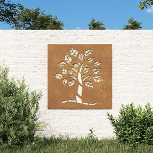 Decorazione Muro da Giardino 55x55 cm Albero in Acciaio Corten