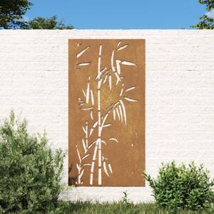 Decorazione Muro da Giardino 105x55 cm Bambù in Acciaio Corten