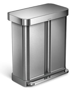 Bidone a pedale in acciaio inox per rifiuti differenziati 58 l Dual - simplehuman