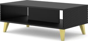 Tavolino RAVENNA C 90x60 cm NERO OPACO / NERO LUCIDO con gambe dorate Tavolino Tavolino Tavolino da salotto