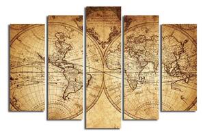 Quadro a più parti Grande mappa del mondo, 105 x 70 cm - Wallity