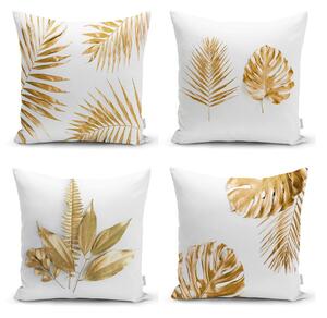 Set di 4 federe Gold Leaves Modern, 45 x 45 cm - Minimalist Cushion Covers