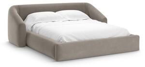 Letto matrimoniale imbottito marrone chiaro con contenitore con rete inclusa 180x200 cm Campi – Cosmopolitan Design