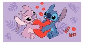 Asciugamano per bambini viola in cotone 70x140 cm Lilo and Stitch "Kiss" – Jerry Fabrics