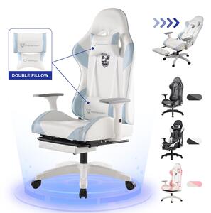 Sedia da gioco FOXSPORT Sedia da ufficio ergonomica con poggiapiedi retrattile+cuscino lombare+poggiatesta+braccioli flessibili Sedia per computer fino a 150 kg Blu