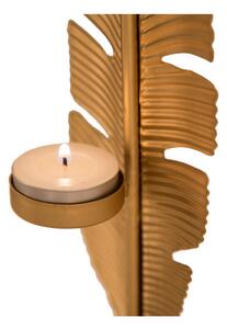 Portacandele decorativo di colore oro Feather, altezza 30 cm Glam - Mauro Ferretti