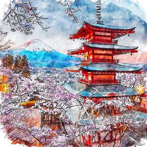 Dipinto 50x50 cm Chureito Pagoda - Fedkolor