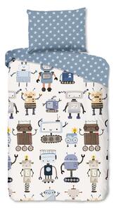 Set copripiumino e federa da bambini blu/beige in cotone per letto singolo 140x200 cm Robo – Good Morning