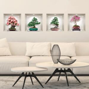 Set di 4 adesivi murali 3D Bonsai delle stagioni - Ambiance