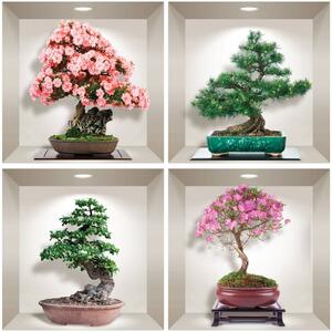 Set di 4 adesivi murali 3D Bonsai delle stagioni - Ambiance