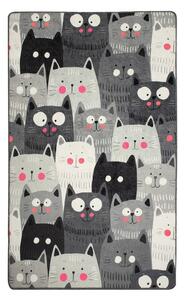 Tappeto antiscivolo grigio per bambini , 140 x 190 cm Cats - Conceptum Hypnose