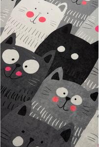 Tappeto antiscivolo grigio per bambini , 100 x 160 cm Cats - Conceptum Hypnose
