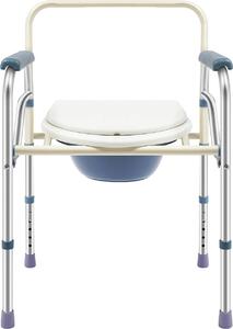 Seggiolino pieghevole per il vasino, altezza regolabile, portata 150 kg, blu e bianco