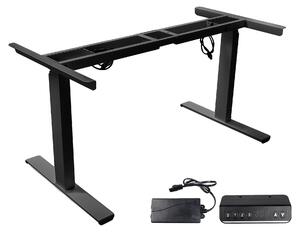 Struttura per scrivania regolabile in altezza, design ergonomico, robusta struttura in metallo, nero, a tre sezioni