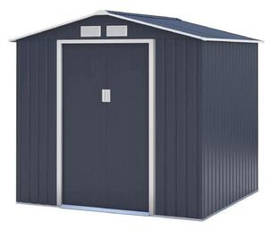 ARCHER, casetta da giardino in metallo, modello chalet, 4,07 m², colore antracite, con 2 porte scorrevoli, completa di kit di ancoraggio