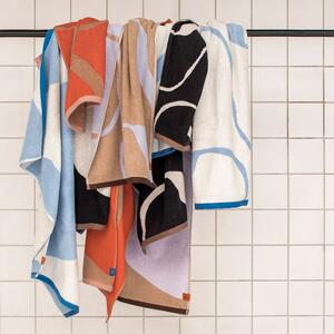 Asciugamano da bagno in cotone biologico color lavanda e marrone chiaro 70x133 cm Nova Arte - Mette Ditmer Denmark